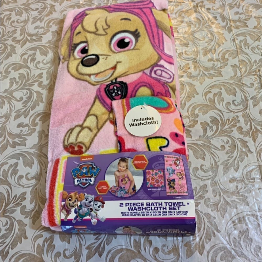 NWT Toddler Girls Nickelodeon Paw Patrol 2 Piece Bath Set Pink